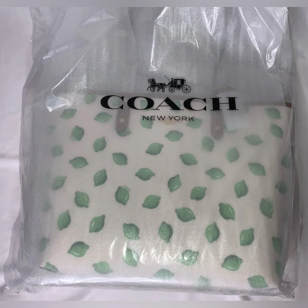 RARE Coach Reversible City Tote with Lime Print Designer Bag Purses Womens - Picture 2 of 11